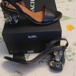 Coach Leather Ankle Strap 3" heel Sandal shoe